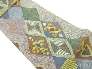 すくい織菱模様織出し全通袋帯